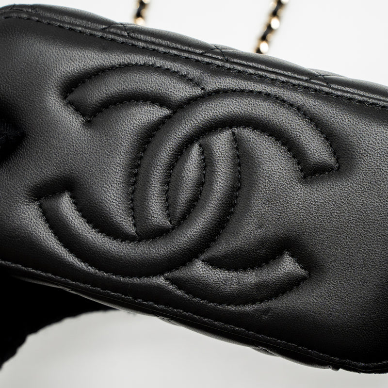 Chanel 23C Pearl Crush Long Vanity with Chain Lambskin Black LGHW (Microchip)