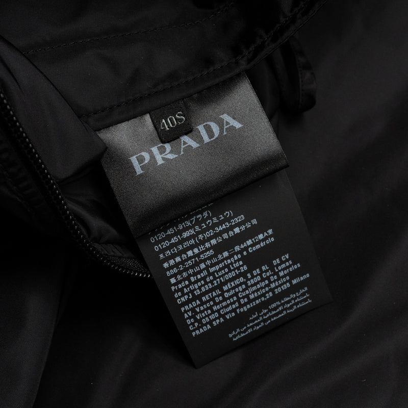 Prada Size 40S Windbreaker Crop Jacket Polyamide Black