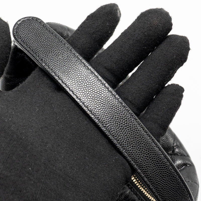 Chanel 25c detail cc logo quilted hobo bag caviar black LGHW (microchip)