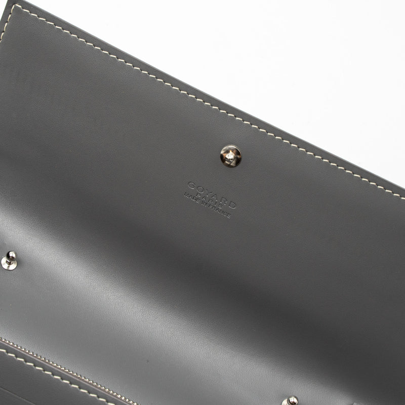 Goyard Goyardine Black Varenne Continental Wallet Bag Silver