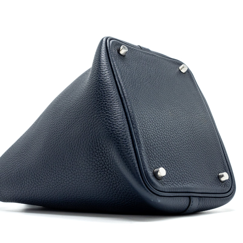 Hermes Picotin 18 Clemence Dark Blue SHW Stamp X