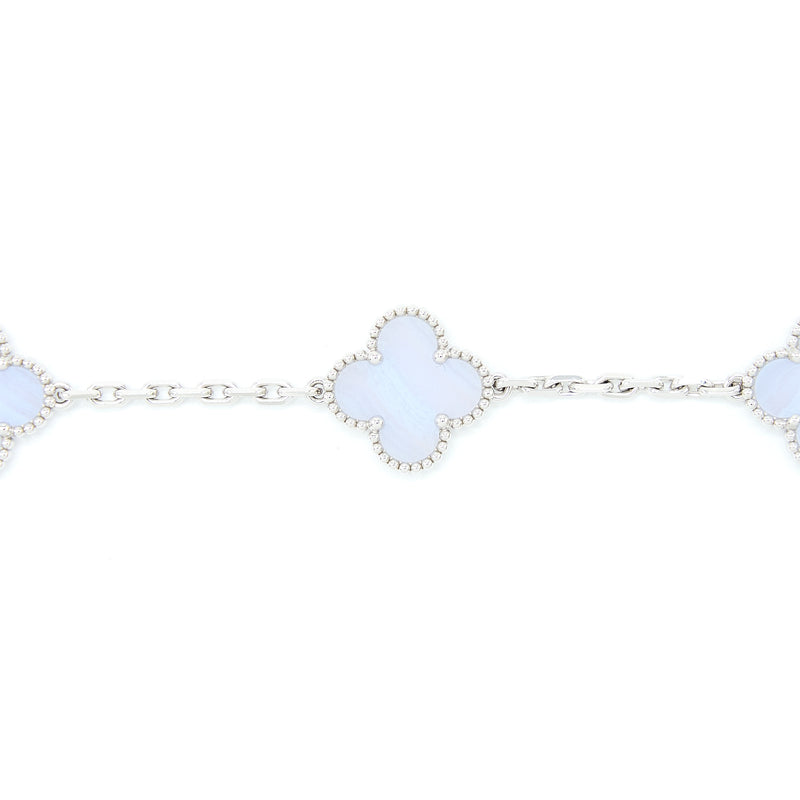 Van Cleef Vintage Alhambra bracelet Chalcedony 5 motifs White gold