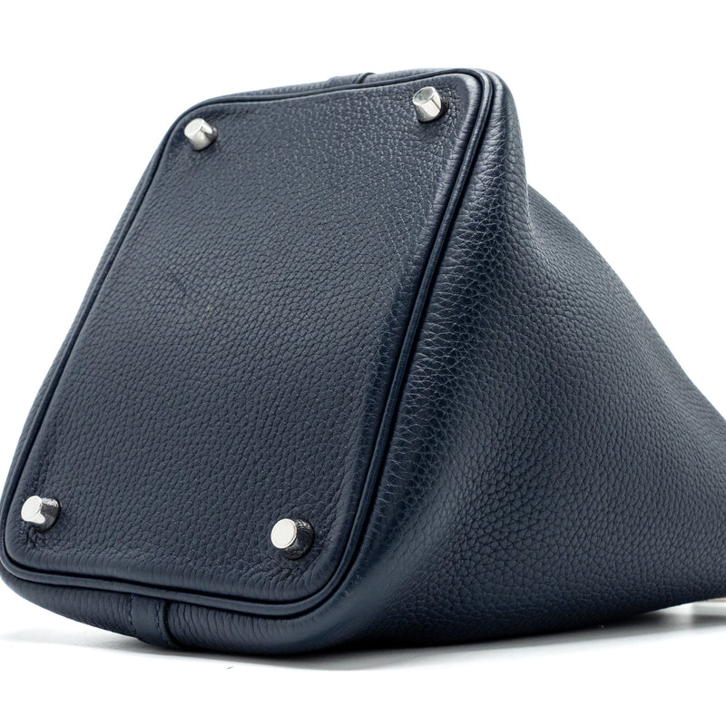 Hermes Picotin 18 Clemence Dark Blue SHW Stamp X
