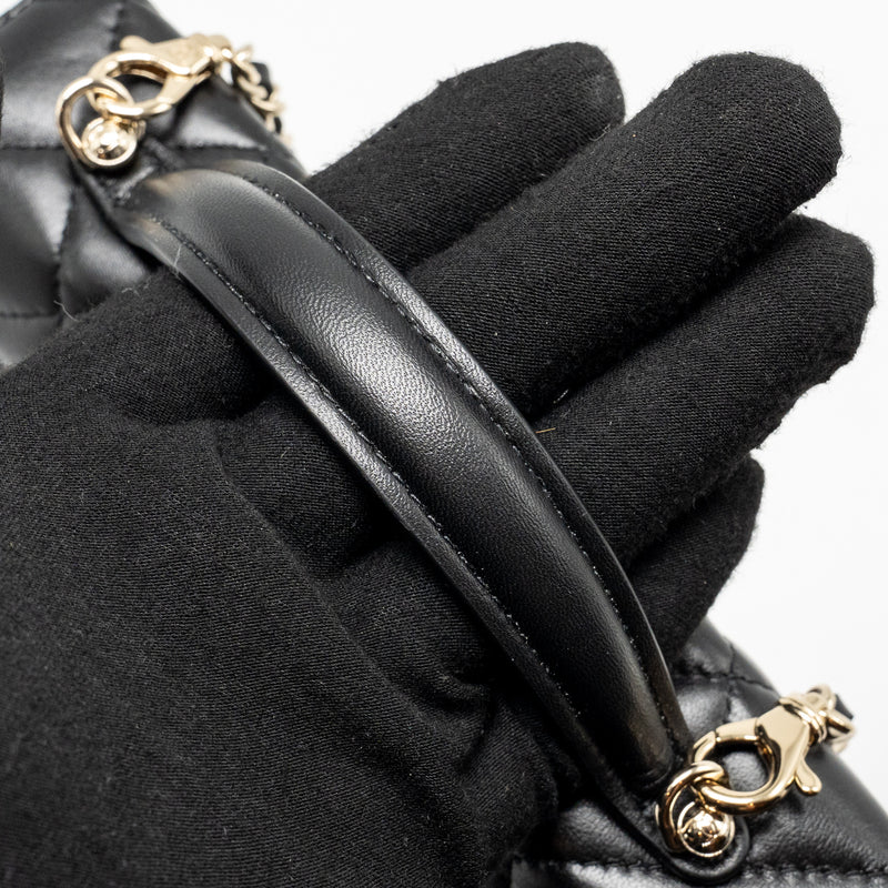 Chanel 25b CC top handle vanity with chain Lambskin black LGHW (microchip)