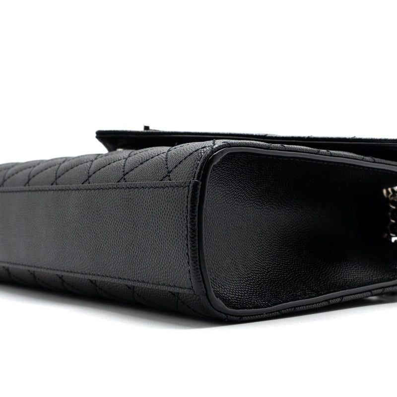 Saint Laurent/YSL Envelope Medium Chain Bag Grained Calfskin Mix Matelasse Black SHW