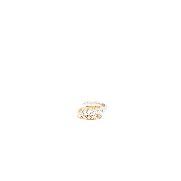 Chanel Size 52 Coco Crush Toilet Moi Ring, Small Version 18K White Gold/Beige Gold Diamonds