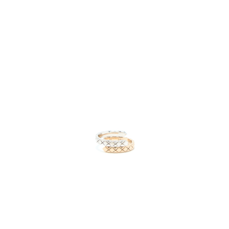 Chanel Size 52 Coco Crush Toilet Moi Ring, Small Version 18K White Gold/Beige Gold Diamonds