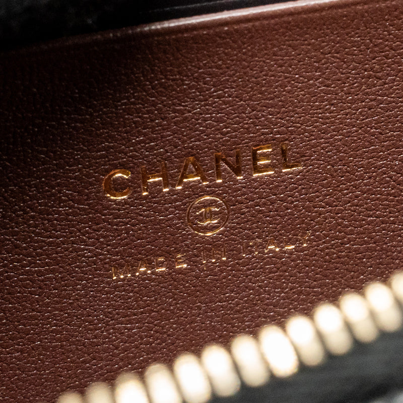Chanel 25b CC top handle vanity with chain Lambskin black LGHW (microchip)