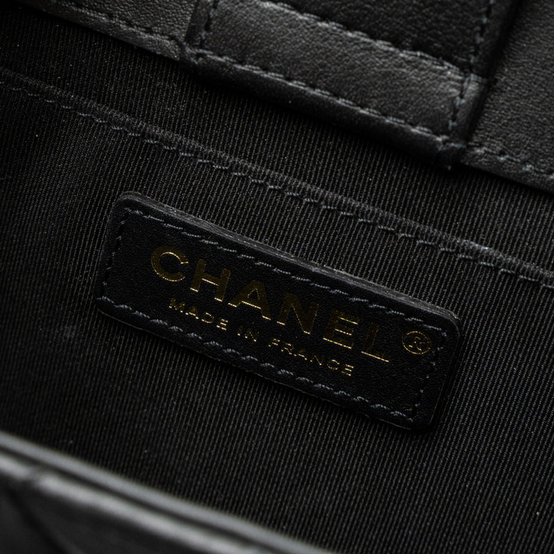 Chanel Giant CC Logo Mini Tote Bag Lambskin Black GHW