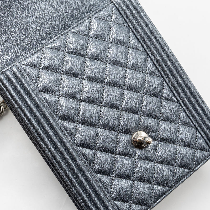 Chanel North South Boy Bag caviar metallic grey SHW