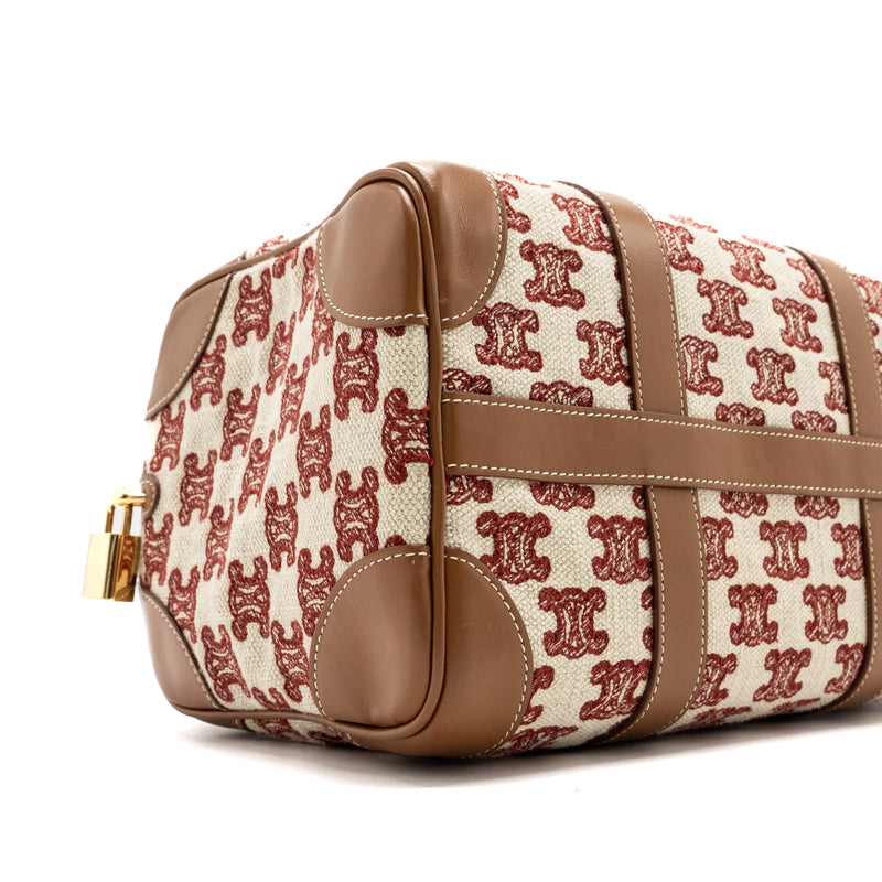 Celine Small Boston Textile Triomphe Fox Red GHW
