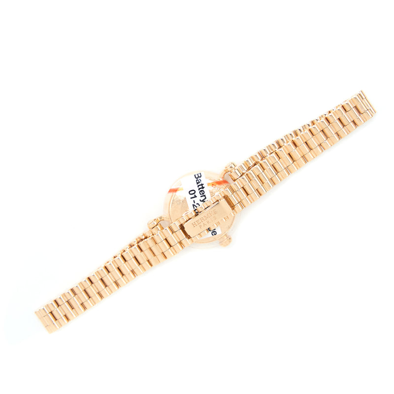 Hermes Faubourg Quartz Watch, Mini Model 15MM Rose Gold Diamonds