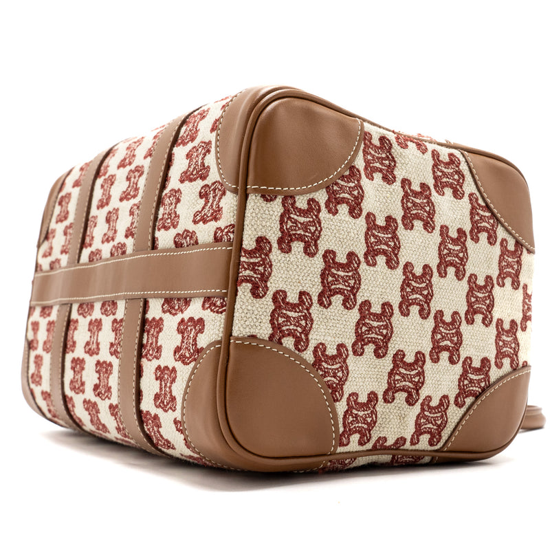 Celine Small Boston Textile Triomphe Fox Red GHW
