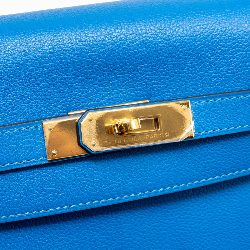 Hermes Kelly 32 Evercolor Blue Hydra GHW Stamp X