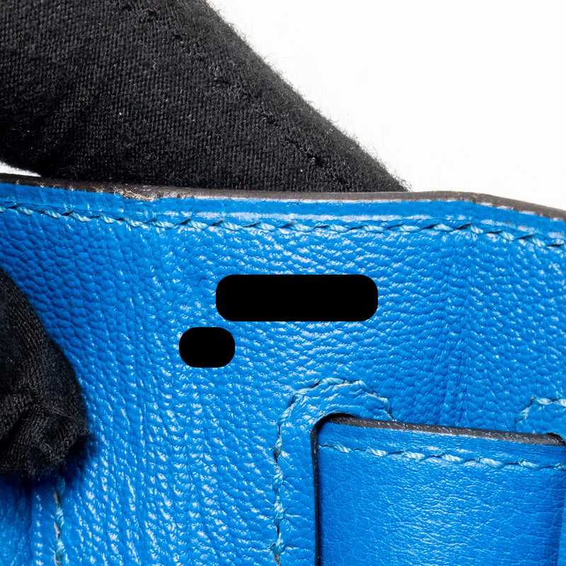 Hermes Kelly 32 Evercolor Blue Hydra GHW Stamp X