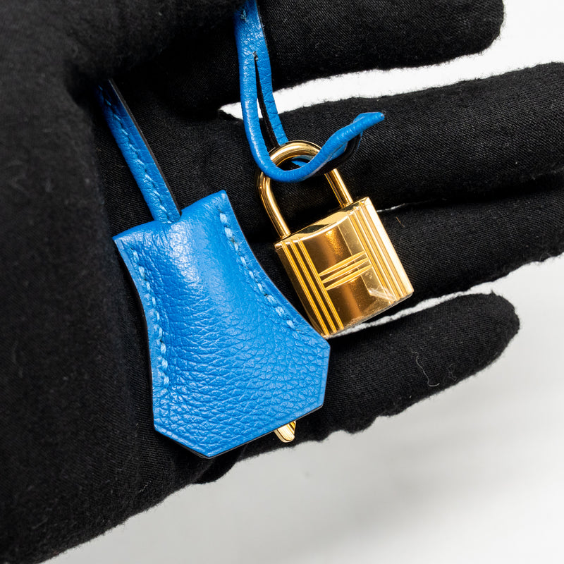 Hermes Kelly 32 Evercolor Blue Hydra GHW Stamp X