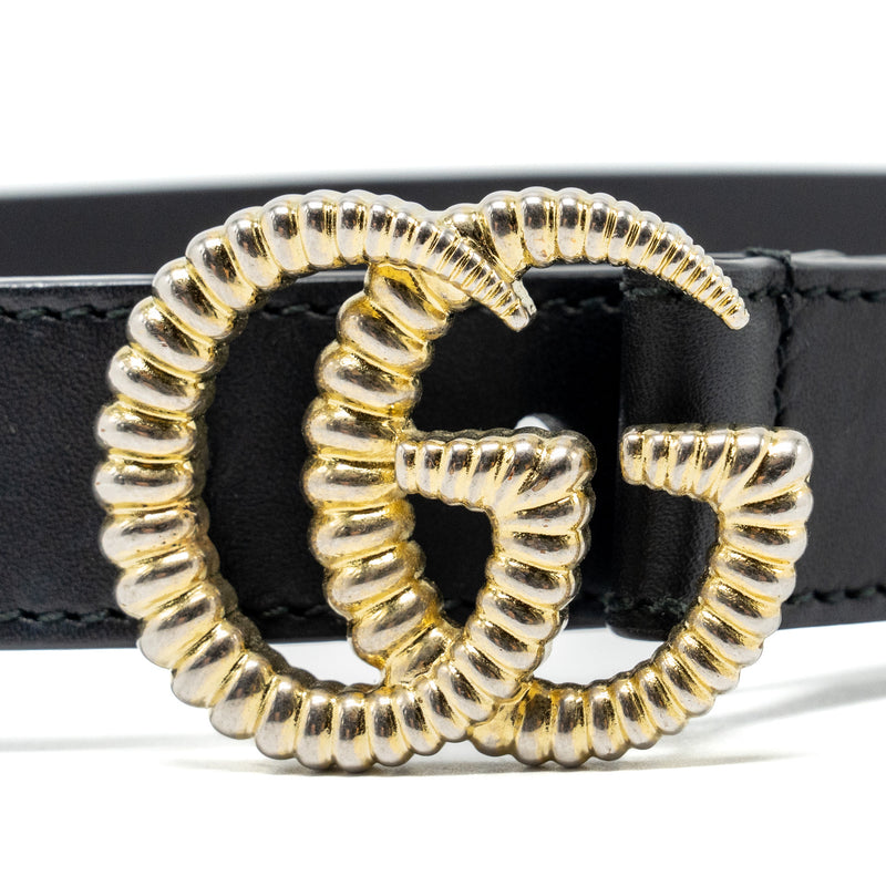 Gucci size 75 30mm GG marmont belt with double G buckle black GHW