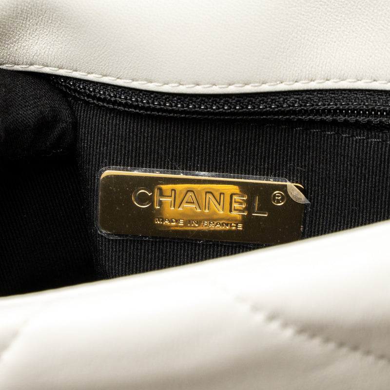 Chanel Small 19 Bag Lambskin White Multicolour Hardware (Microchip)