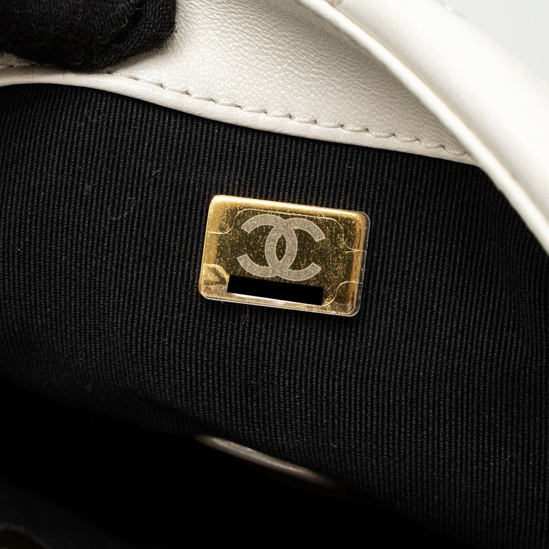 Chanel Small 19 Bag Lambskin White Multicolour Hardware (Microchip)