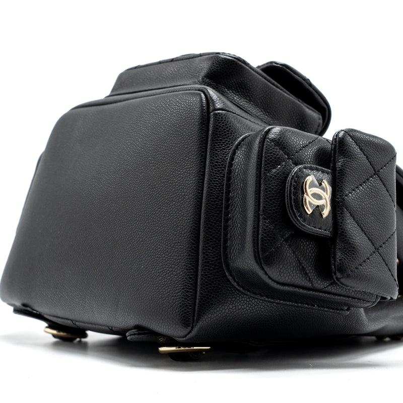 Chanel 23K triple pocket backpack caviar black LGHW (microchip)