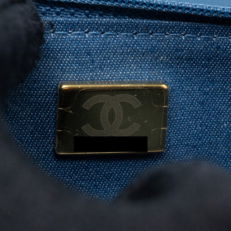 Chanel 22C Pearl Crush wallet on chain Denim blue GHW(microchip)