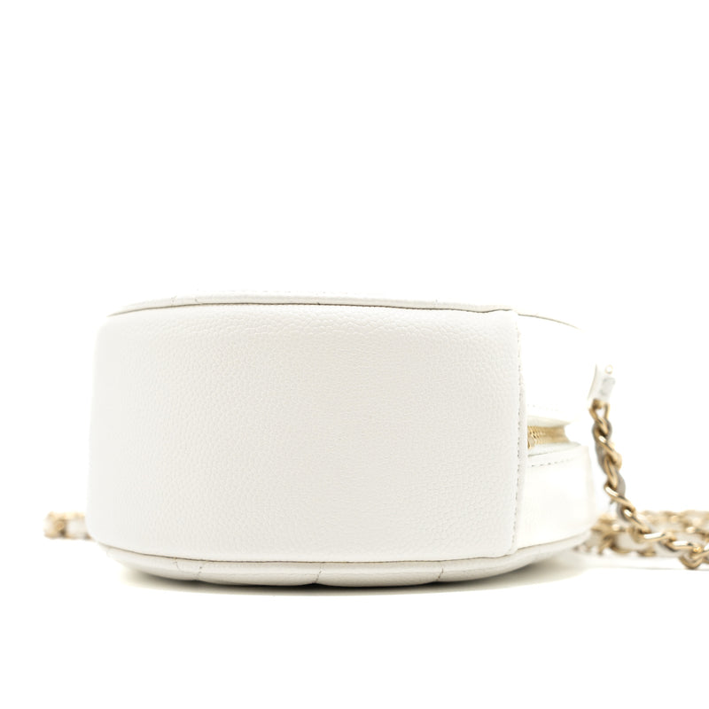 Chanel Round Clutch With Chain Caviar White LGHW