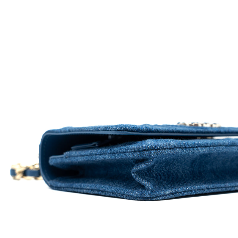 Chanel 19 Wallet On Chain Denim Blue Multicolor Hardware (Microchip)