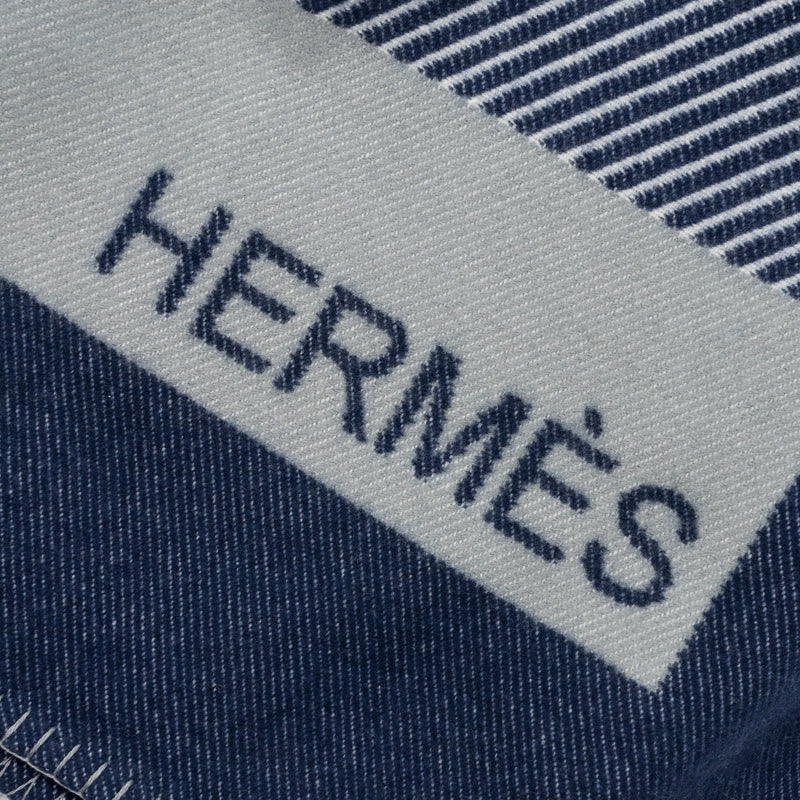 Hermes H Riviera blanket wool / cashmere marine Multicolour