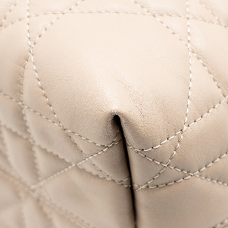 Dior Small Toujours Tote Bag Macrocannage Calfskin Powder Beige LGHW