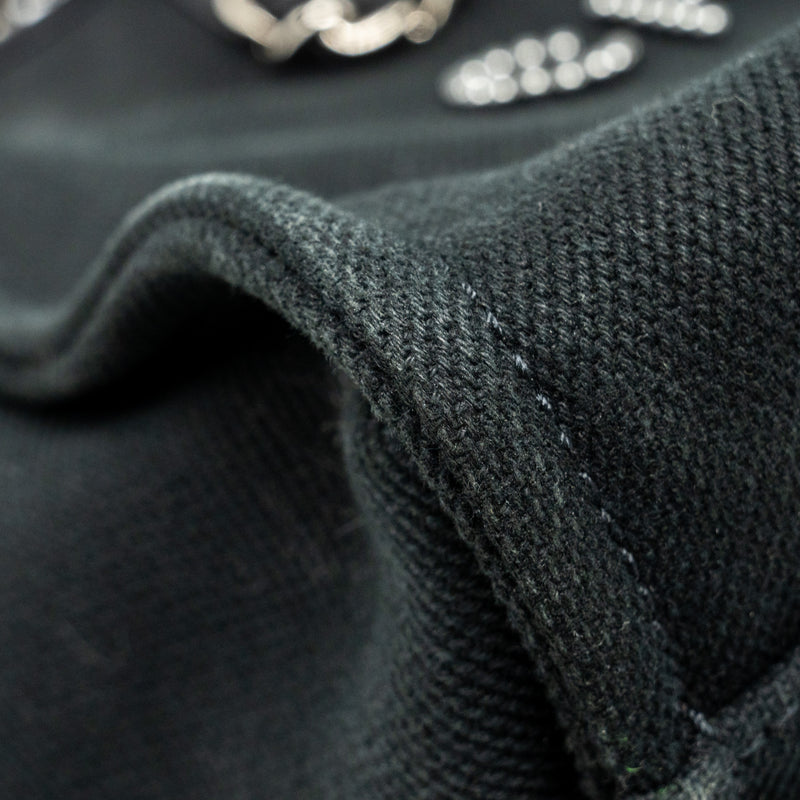 Chanel Large Deauville Black-Studded Tote Bag Canvas/Leather Black SHW