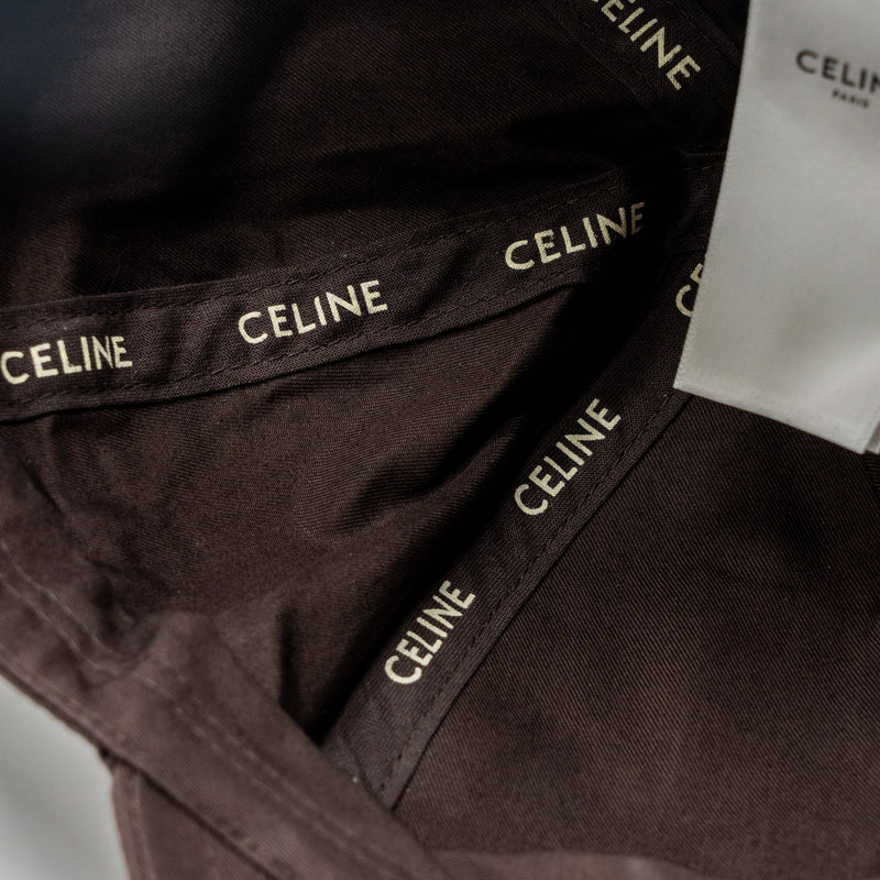 Celine Size S Triomphe Baseball Cap Cotton Cacao