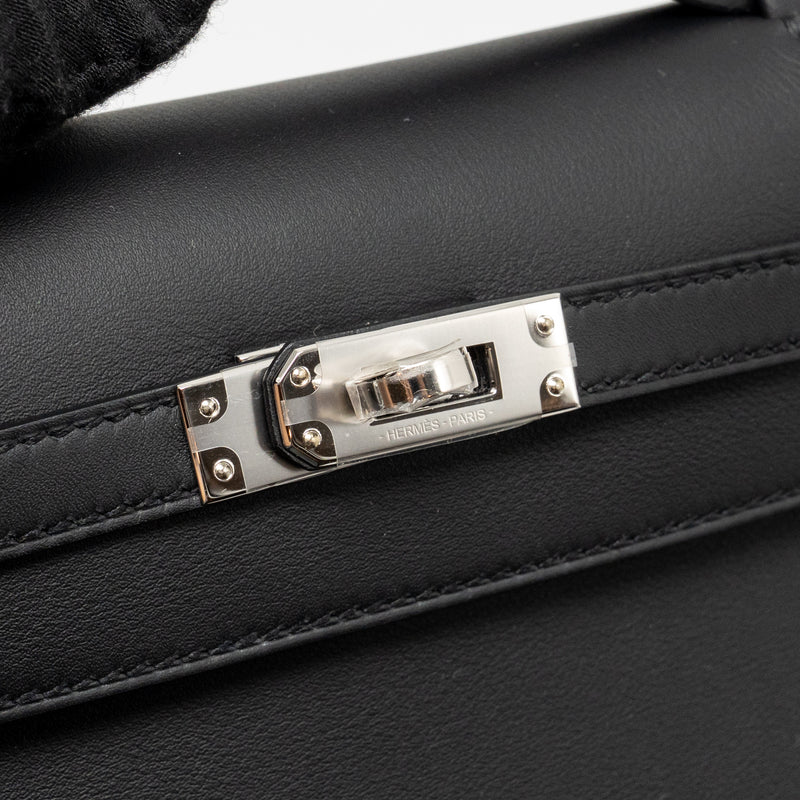 Hermes Kelly Pochette Swift Black SHW Stamp K