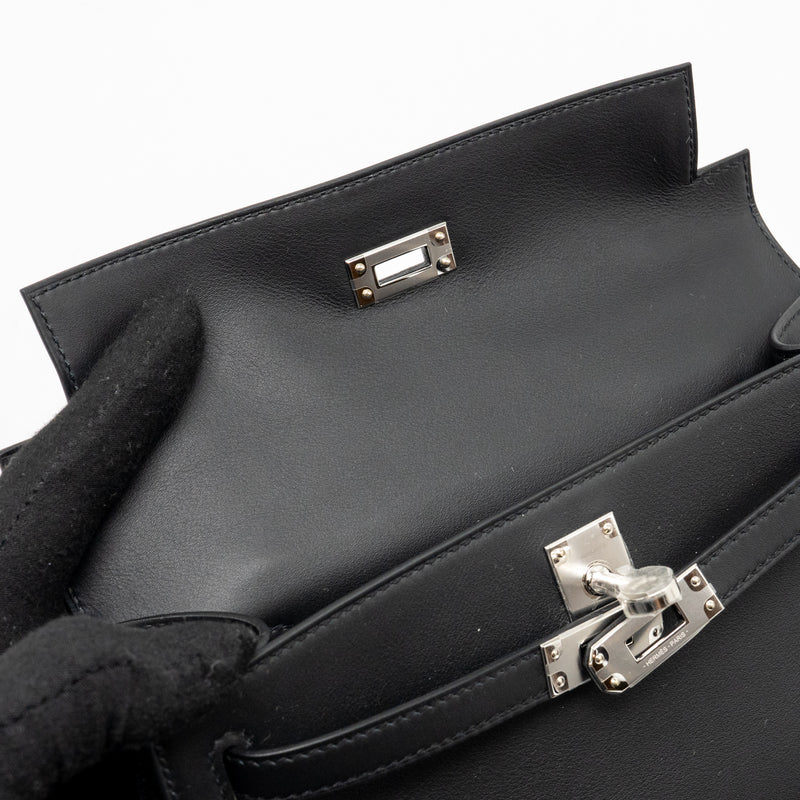 Hermes Kelly Pochette Swift Black SHW Stamp K