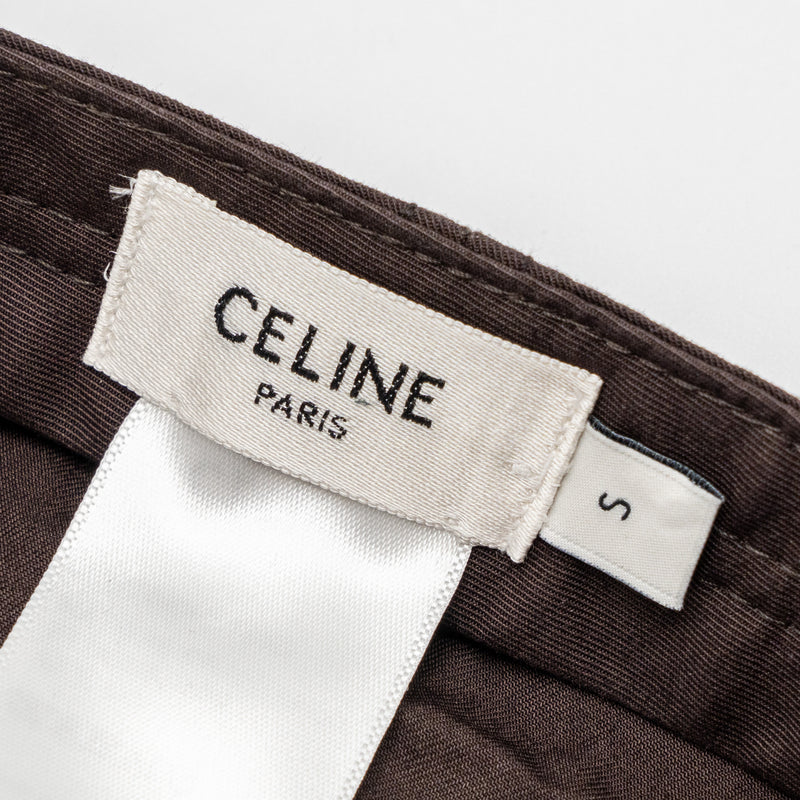 Celine Size S Triomphe Baseball Cap Cotton Cacao