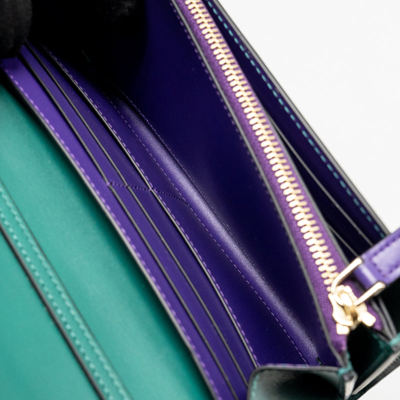 Bvlgari serpenti flap wallet with chain calfskin green LGHW