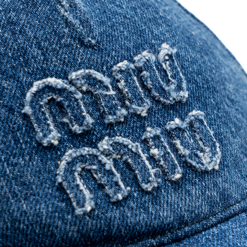 Miumiu Size S Logo Cap Denim Blue