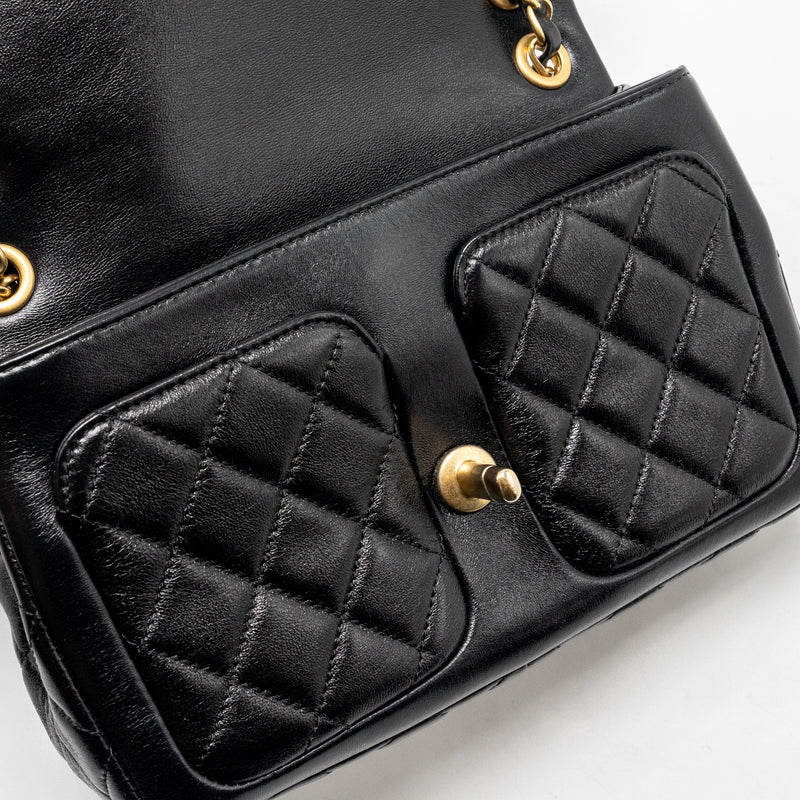 Chanel Quilted Flap Bag Lambskin Black GHW (Microchip)