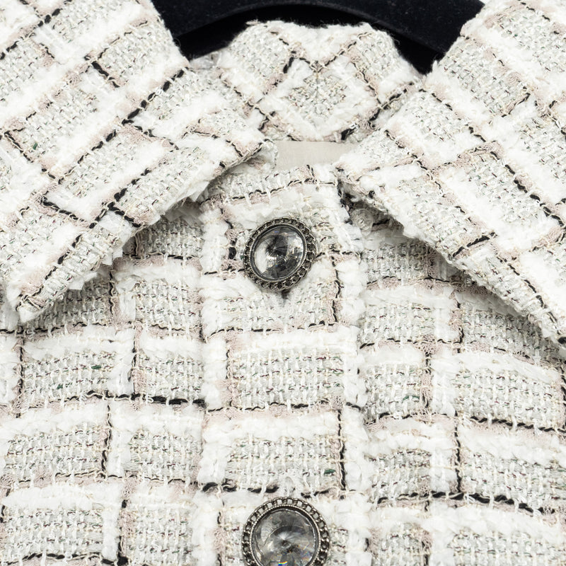Chanel size 34 22C Tweed Short Jacket Light Grey/White/Black
