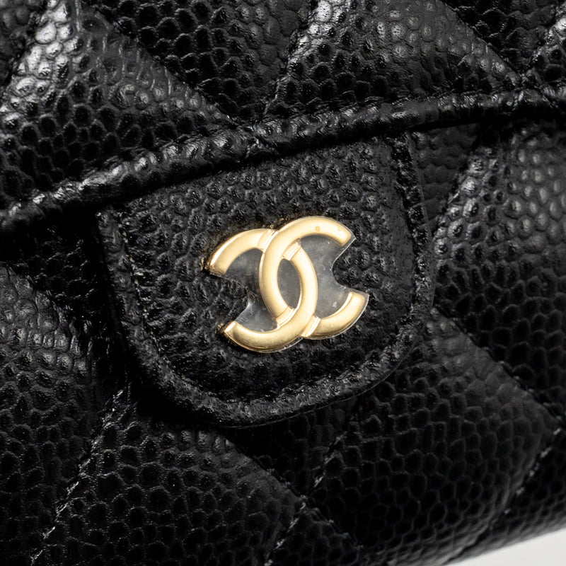 Chanel Small Classic Flap Wallet Caviar Black GHW (Microchip)