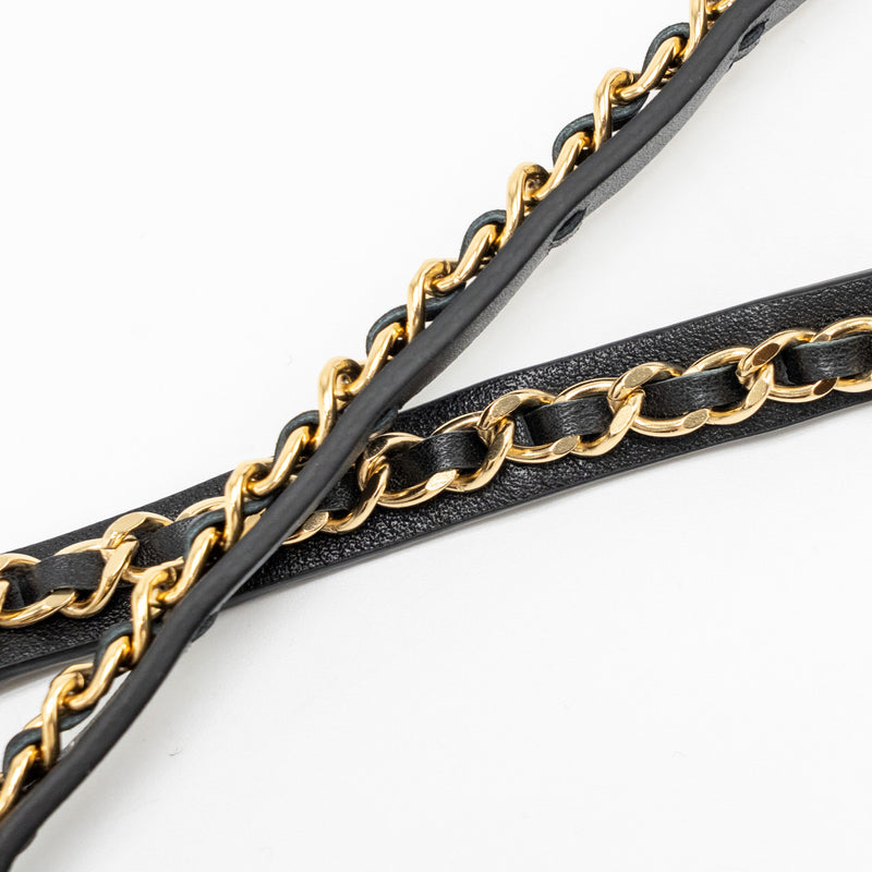 Chanel Size 75 Chain Belt with Bow Leather Black GHW