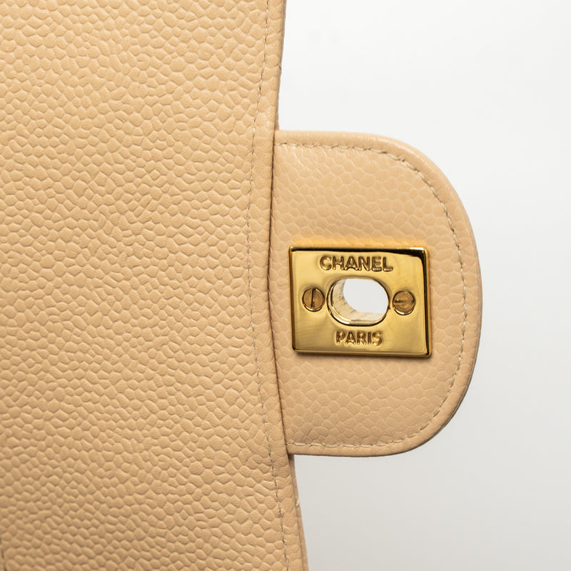 Chanel Medium Classic Double Flap Bag Caviar Beige GHW