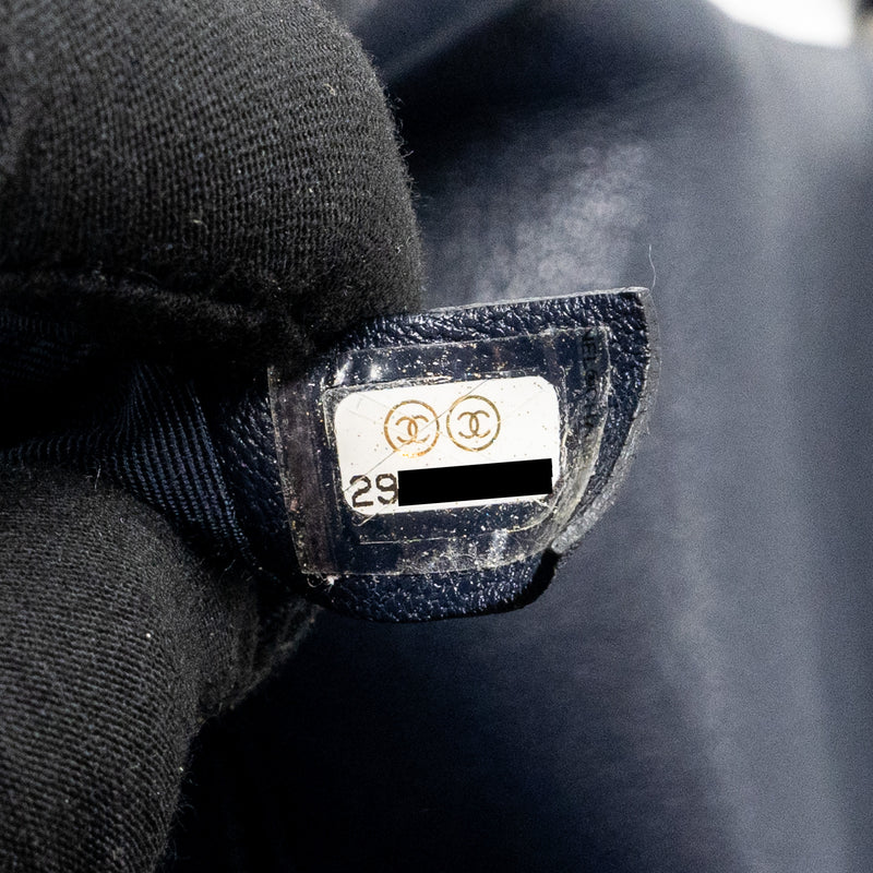 Chanel Large 19 Bag 30cm Lambskin Navy Multicolour Hardware