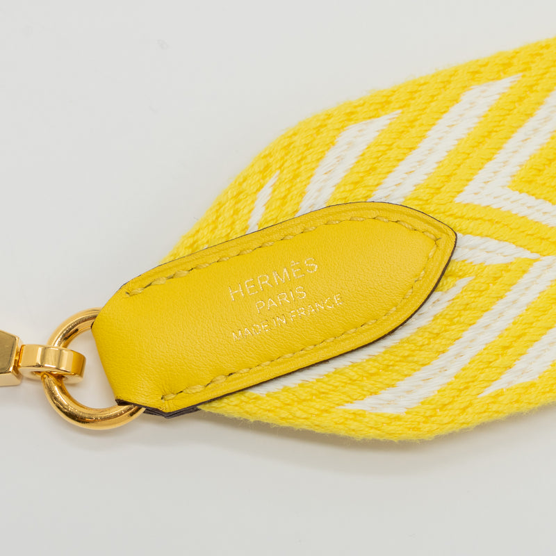 Hermes 85cm shoulder strap canvas yellow / white multicolour GHW stamp D