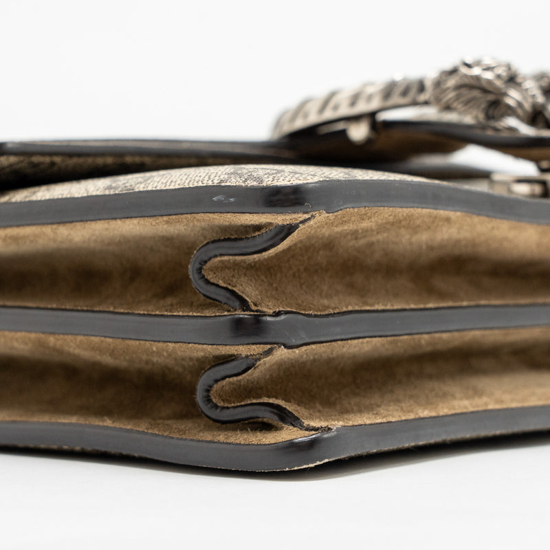 GUCCI Small Dionysus Shoulder Bag GG Supreme Canvas/ Suede Brown SHW