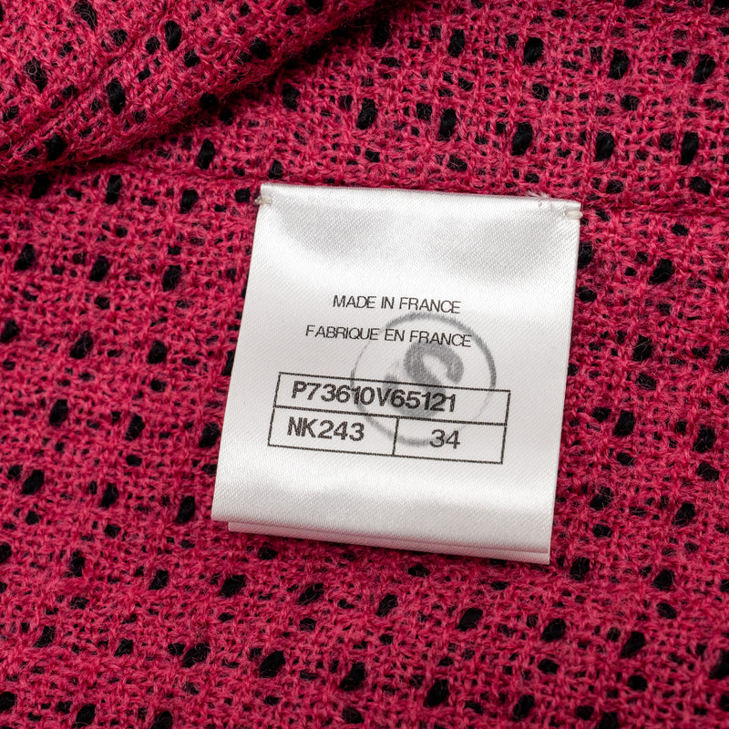 Chanel Size 34 22K Detailed CC Button Jacket Wool/Polyamide Black/Pink