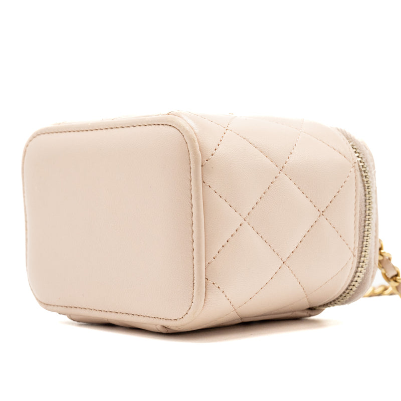 Chanel pearl crush Mini vanity with chain lambskin light pink GHW