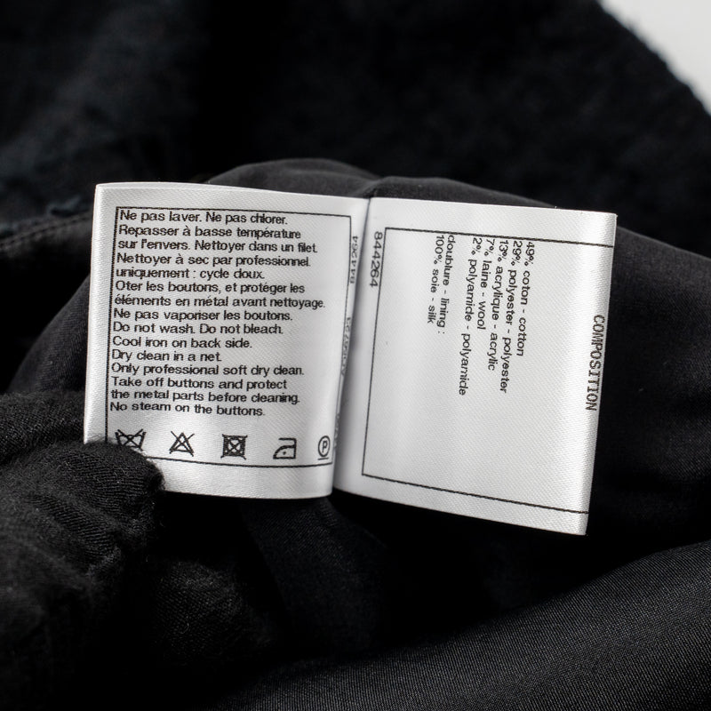 Chanel Size 34 20B Pearl CC Pants Tweed Black