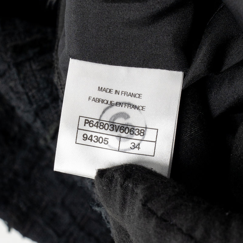 Chanel Size 34 20B Pearl CC Pants Tweed Black