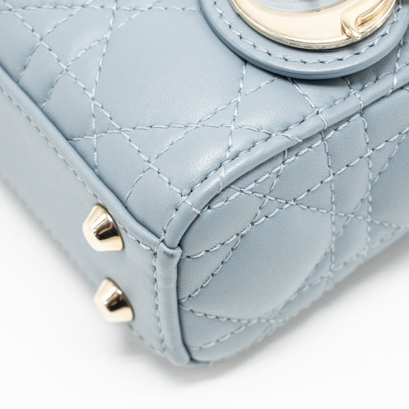 Dior Micro Lady Dior Cannage Lambskin Grey LGHW