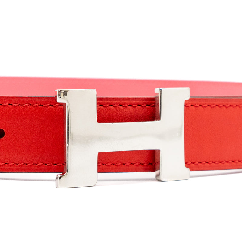 Hermes Size 75 Double Side H Belt 24mm Swift/Epsom Pink/Red SHW Stamp D